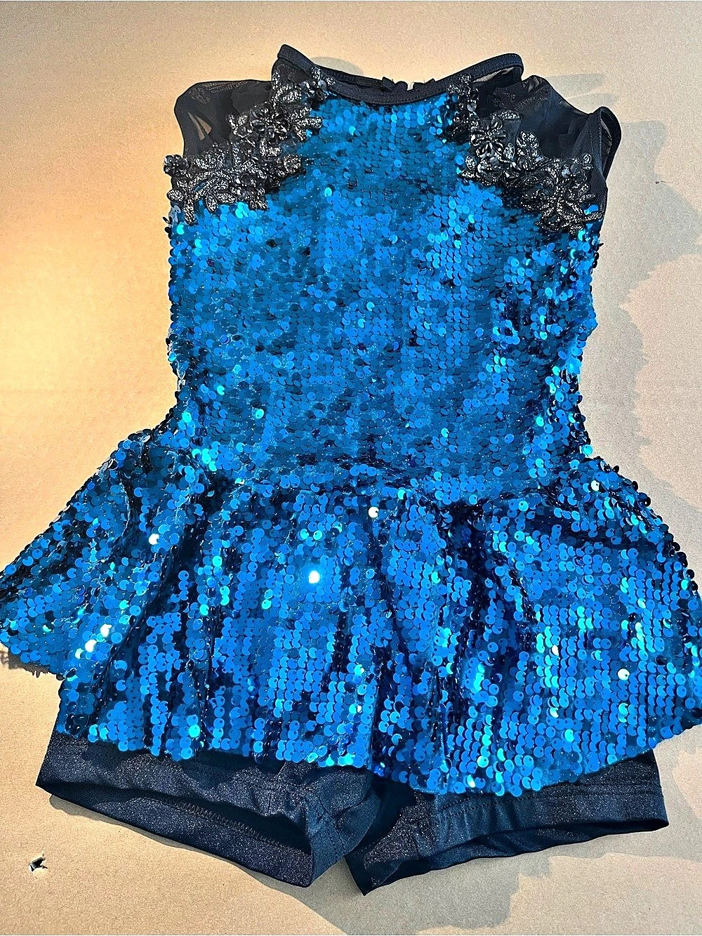 Weissman Sequin Formal Romper in Blue & Black Size MC Like New